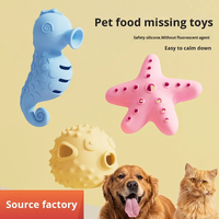 Jouet distributeur de friandises pour chat en silicone en forme de hippocampe, étoile de mer et poisson-bouffon, enrichissement par puzzle