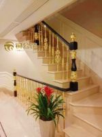 Rampe d'escalier en alliage d'aluminium Copper Mansion Guangdong Foshan, usage intérieur, luxe léger, villa, modèle 888 finement sculpté
