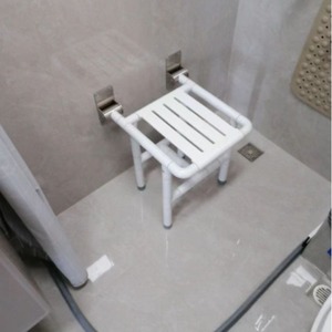 Jia Mingwei <b>Shower</b> Chair Stainless Steel <b>Folding</b> Bath <b>Stool</b> Non Slip Safety Seat Standard Size Yellowish White - Product Image 3
