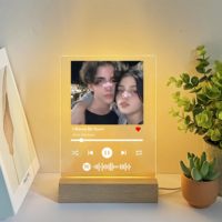 Plaque acrylique LED personnalisée avec code musical, photos/album, support de code musical avec base en bois
