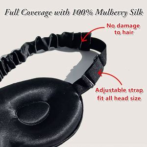 Masque pour les yeux 3D en soie compressée anti-rides avec bandes élastiques pour hommes et femmes, soulagement complet de la fatigue - Product Image 4