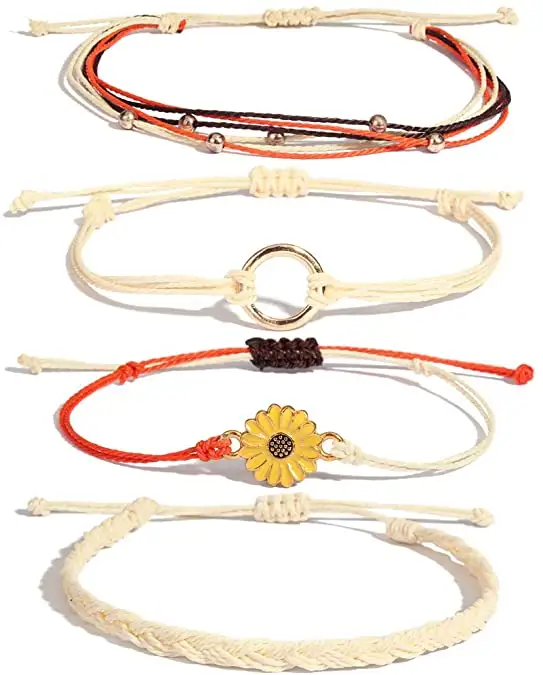 De hecho a mano trenzado pulsera Boho para adolescentes