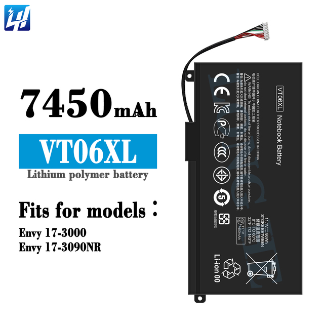 High Capacity 7450mAh VT06XL Laptop Battery for Envy 17-3000 Envy 17-3090NR Lithium Ion Notebook Battery