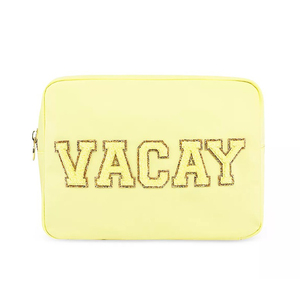 Trousse de maquillage cosmétique Sacs pour dames Pochette zippée en nylon Patches chenille Vacay Banana Grande pochette Trousse de maquillage Sublimation - Product Image 1