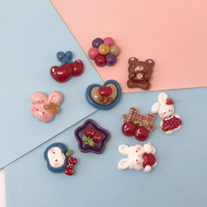 100 Pezzi di Figurine in Resina a Forma di Coniglio, Ciliegia, Orso e Fiori per Scrapbooking, Decorazioni per Capelli, Charm per Slime e Fai da Te - Product Image 5