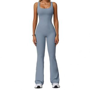 Combinaison de yoga sans manches et sans coutures, dos nu, pour la course, la gym et le fitness, tenue de sport moulante et élastique - Product Image 1