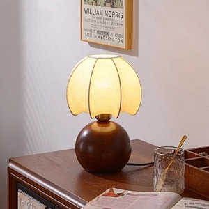 Lampe de table en bois massif E27 LED, protection des yeux, chambre à coucher, salon, bureau, éclairage d'ambiance, style Wabi Sabi - Product Image 2