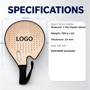 <span class=keywords><strong>Raquette</strong></span> de beach tennis en bois personnalisée en gros, 7 plis de bois de peuplier, 10 mm, légère - Product Image 2