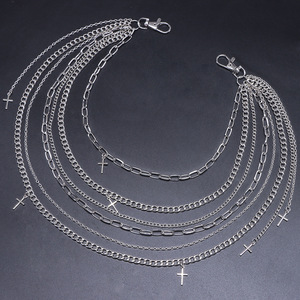yueli Multi Layered <b>Chain</b> Waist <b>Chain</b> <b>Men</b> Hip Hop Street Dance <b>Cross</b> Pendant Body <b>Chain</b> Tibetan Silver Decorative Pants <b>Chain</b> - Product Image 3