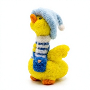 Sac à main en feutre artisanal, écologique, en forme de petit canard bleu, style dessin animé, pour décoration intérieure de Noël - Product Image 3