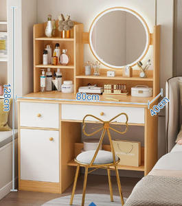 <span class=keywords><strong>Tocador</strong></span> de Maquillaje Moderno de Lujo para el Hogar, de Madera de Pino Blanco, con Espejo Iluminado Ajustable, Almacenamiento, Duradero, para Dormitorio u Hotel - Product Image 4