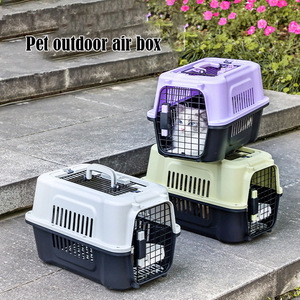 Kandang plastik pembawa hewan peliharaan Rolling plastik kawat pintu perjalanan anjing peti anjing diakui penerbangan plastik Shell pembawa hewan peliharaan - Product Image 2