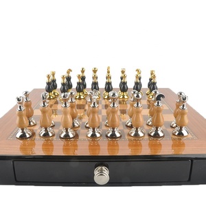 Hot Sale Luxury Deluxe <strong>Metal</strong> <strong>Chess</strong> Pieces Piano Painting <strong>Chess</strong> Board <strong>Sets</strong> with Storage - Product Image 3