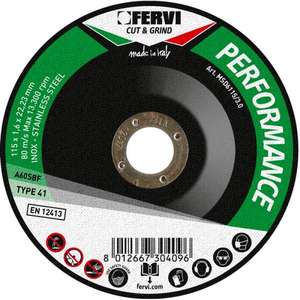 Disque de meulage Fervi Performance 115 x 1,6 x 22,23 mm, coupe de métaux grossiers pour l'acier inoxydable - Product Image 1