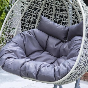 Fauteuil suspendu double MSZ, gris clair, siège balançoire cocon avec coussins |   Balançoire de jardin en acier inoxydable pour 2 personnes - Product Image 3