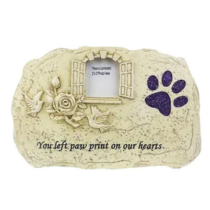 Piedra conmemorativa personalizada con foto impermeable Lápida para mascotas Perro o gato Marcadores de tumba para perros o gatos en resina de césped y jardín