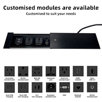 Prise de courant industrielle encastrée de bureau 200-240V AC IP44, 2 prises, ports USB Type-C, couvercle coulissant, rallonge de table pour la maison et le bureau