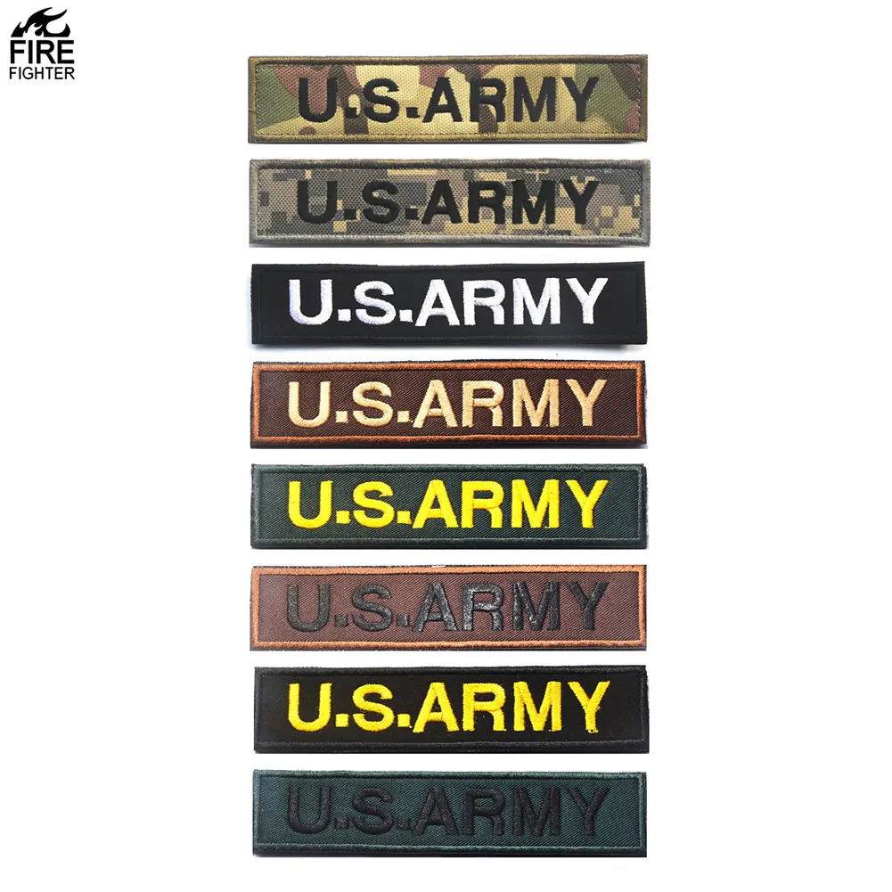 US Patches Forces Bordir USA Veteran Patch Hook & Loop Stick Pada Lengan dan Mantel