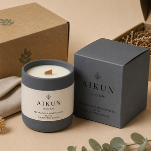 เทียนหอมเซรามิกไส้ไม้สีฟ้าพาสเทล ผลิตโดย AIKUN สำหรับห้องน้ำ สตูดิโอโยคะ หรือเป็นของขวัญ - Product Image 3