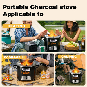 Stufa a Legna Portatile in Acciaio Inox dal Design Moderno, Leggera e Senza Fumo, Fornello a Carbone <span class=keywords><strong>per</strong></span> Uso Domestico <span class=keywords><strong>per</strong></span> Cucinare all'Aperto - Product Image 3