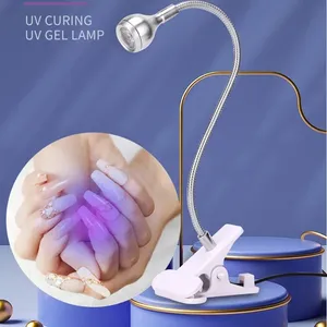 Lampe UV LED ultraviolette mini à clipser, tube métallique flexible pour usage domestique, lampe de bureau USB, séchoir à ongles pour le durcissement du gel UV pour le nail art DIY - Product Image 5