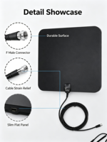 Antena Yagi Digital HDTV Plana para Interiores, Polarización Vertical, Alta Ganancia, Antena de TV de Alta Definición con Conector Macho para DVB-T DVB-T2