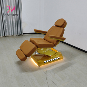 Cama de Masaje Facial Eléctrica Curva de Metal con 3 Motores, Dorada, de Lujo y Moderna, para Extensiones de Pestañas - Product Image 6