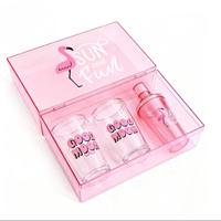 Shaker à cocktails WS Brand WS-B027st, shaker à cocktails rose flamant rose avec logo personnalisé, verres transparents, pour mariage, cadeau de la Saint-Valentin