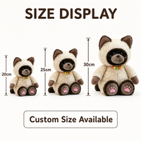 Boneka Kucing Custom Langsung dari Pabrik, Karya Seni OEM ODM, Boneka Karakter Isi Dakron untuk Merek IP Asli, Hadiah Ulang Tahun, Bahan Polyester, Penghilang Stres