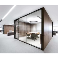 Partition murale en verre simple transparente pleine vue personnalisée cloison de bureau démontable en aluminium d'usine