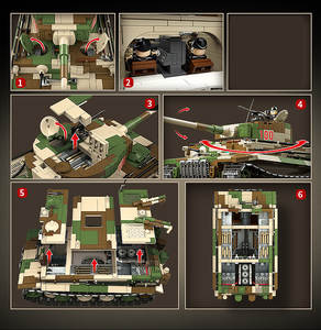 Tiger I khối xây dựng xe tăng hạng nặng thiết lập đồ chơi xây dựng nhựa ABS 2276 mảnh mô hình quân đội sưu tập - Product Image 4