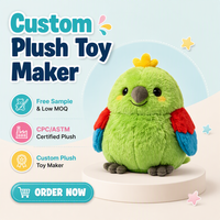 Peluche personnalisée : Adorable jouet en peluche perroquet, animal en peluche doux, fabrication sur mesure à partir de dessin, échantillon de peluche, fabricant de jouets en peluche