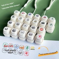 Mini tampon en plastique à touche unique, style Mahjong, à pression, pour journalisation et DIY, pour motifs à dessiner soi-même et motifs gagnants