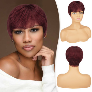 Perruque Courte Bouclée Européenne et Américaine Sans Dentelle, Non en Cheveux Humains, Vente en Gros Usine, Personnalisable, 110g de Volume, Effet <span class=keywords><strong>Contour</strong></span> - Product Image 3