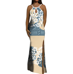 女性用ドレスドレスドレスドレス女性用ポリネシアトライバルウォータードロップデザインノースリーブスリングストラップドレスエレガント - Product Image 2