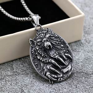 Collar con Colgante de Lobo de Acero Inoxidable Estilo Nórdico Retro, Amuleto Animal Unisex, Joyería de Regalo - Product Image 3