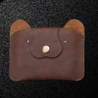 Dompet Mini Warna-warni Tahan Lama Bentuk Beruang, Dompet Koin Kulit Asli, Tempat Penyimpan Uang Receh untuk Hadiah