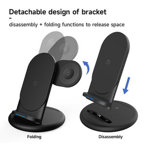 Directo de fábrica Sin intermediario Desmontable 15W Cargador rápido inalámbrico CE FCC RoHS Qi 3 en 1 Cargador inalámbrico plegable - Product Image 3