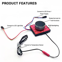 Interrupteur tactile à bouton rotatif 12V/24V 5A 60W pour miroir LED, utilisé pour l'éclairage LED CCT des miroirs de salle de bain