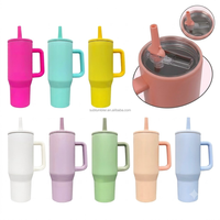 Gobelet isotherme de 40 oz anti-fuite avec poignée colorée, en acier inoxydable, pour sublimation, tasses de voyage grand volume