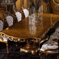 Ensemble table et chaises de salle à manger rectangulaire classique en bois massif de luxe de style européen