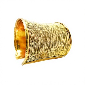 Bracelet large en métal plaqué or de haute qualité, artisanat, fabrication indienne, chaîne fine, cadeau pour femme - Product Image 4