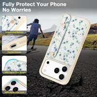 Coques de téléphone portable personnalisées pour iPhone 16, en cuir microfibre durable, motif floral, sangle de poignet réglable, étanche, antichoc