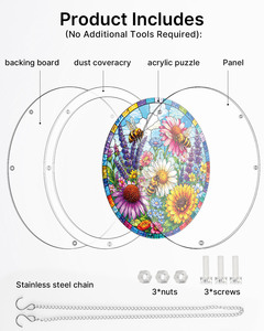 Atrapasueños de Acrílico con Diseño de Abeja y Flores, Decoración Bohemia para Ventana con Temática de Naturaleza - Product Image 2