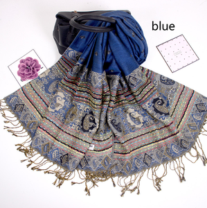 Popular Women <strong>Pashmina</strong> Jacquard <strong>Paisley</strong> <strong>Scarves</strong> and Shawls Wholesale Polyester Long Jacquard <strong>Scarf</strong> with Tassels - Product Image 6