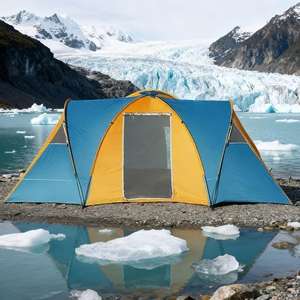 Tente tunnel pour camping familial 6-9 personnes, 4 saisons, 3 chambres, <span class=keywords><strong>1</strong></span> salon, imperméable 3000 mm, coupe-vent, polyester 190T, facile à monter - Product Image 5