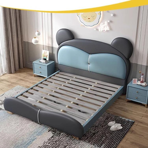 Letto singolo principessa 1,20 m per ragazzi, letto da camera 1,5 m per ragazze, letti in pelle con contenitore - Product Image 3