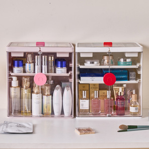 Cosmetic Storage Box Large Capacity Foldable Desktop Dustproof Skincare Rack With <b>Drawers</b> <b>Makeup</b> Organizer 20L-30L - Product Image 3