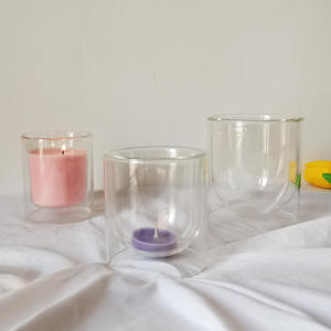 Home Hochzeit Dekor Siebdruck Doppelwandige Glas kerze Herstellung Gläser Schalen, Glas Terrarium, Glas Kerzenhalter - Product Image 1