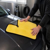 Serviette de voiture en polaire corail haute densité, double couleur, épaisse, absorbante, avec boucle de suspension
